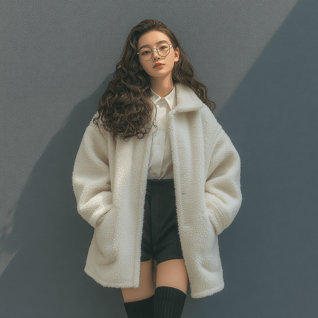 White Wool Coat Minimal Style
