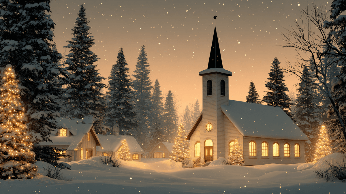 Glowing Church in Snow