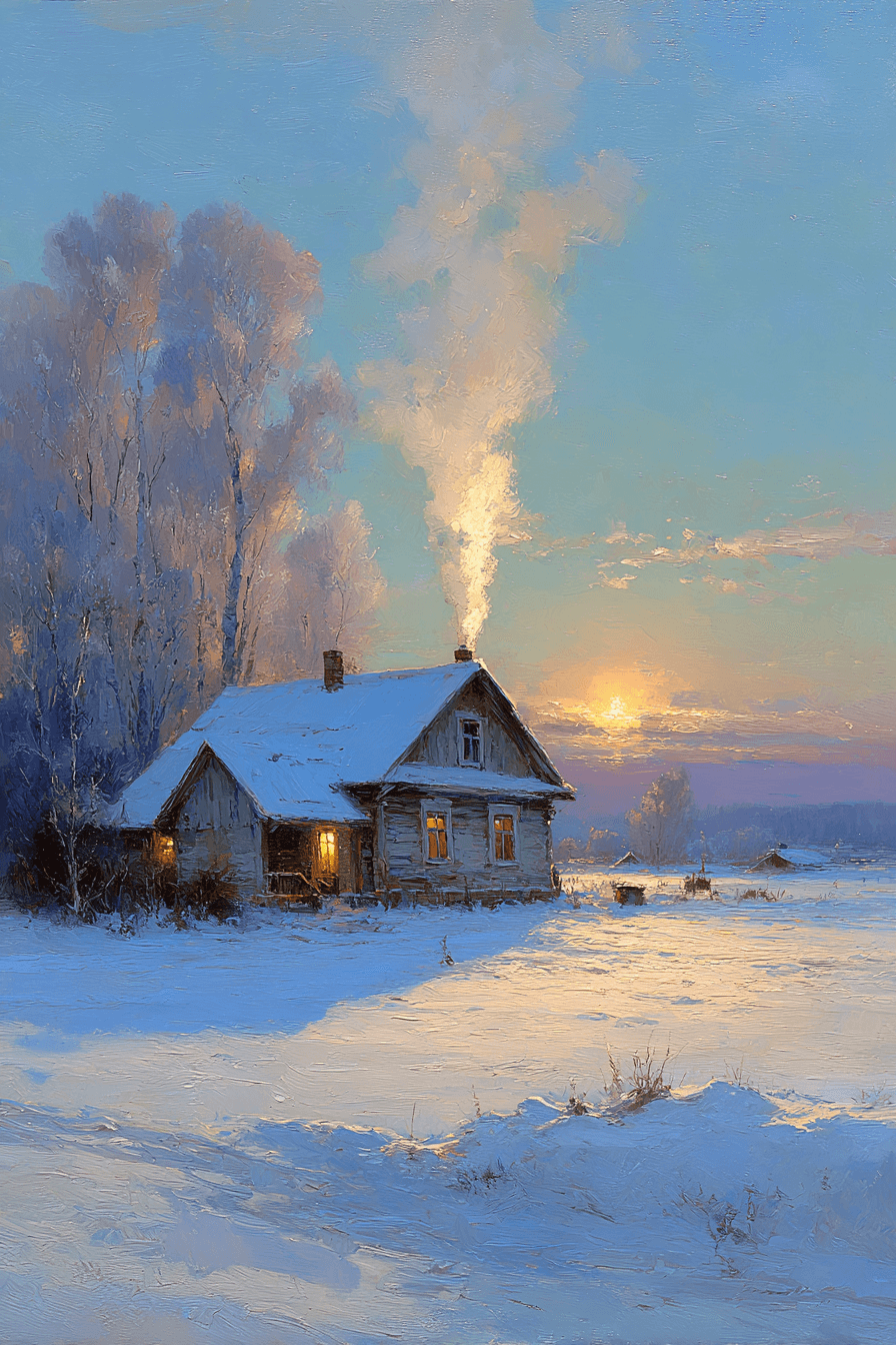 Snowy Rustic Cottage