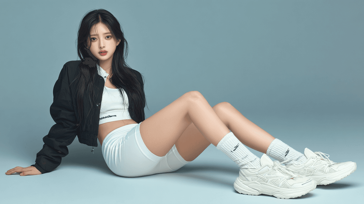 White Sports Shorts Elegant Pose