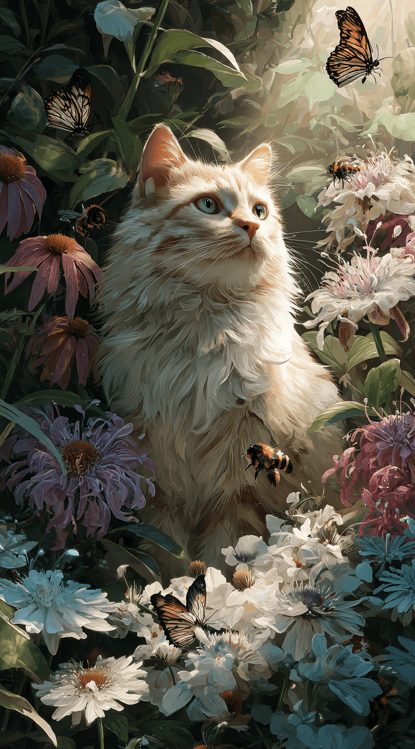 Flower Garden Cat