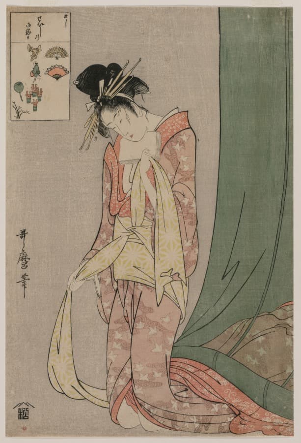 『그림 수수께끼』— 오기야의 하나오기 — 기타가와 우타마로